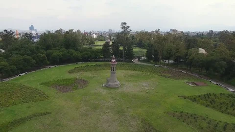 Flying over the Park in the City Stock Footage