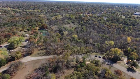 Flying Over Park with Pond Video stock 221456431