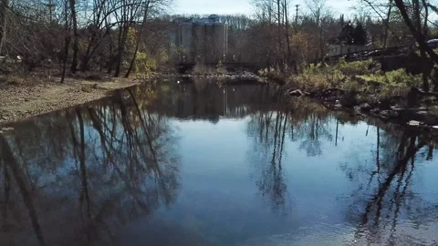 Flying over Patapsco River outside Ellicott City Maryland 스톡 동영상 243115750