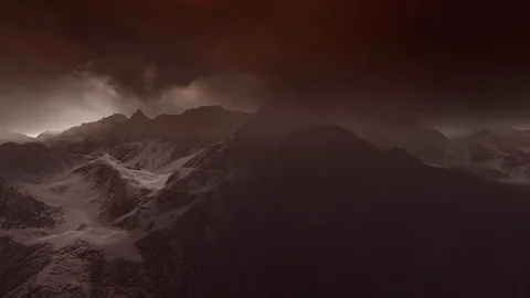 Flying Over peaks in Clouds Stock Footage 90081762