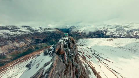 Flying over the perfect mountain line with my FPV drone Stock Footage 311399221