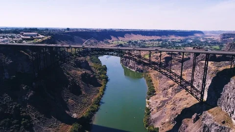 Flying Over the Perrine Bridge Stock Footage 125382873