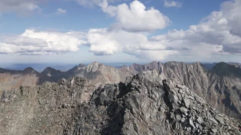 Flying over the picturesque bare rocks of the Eastern Sayan mountains Stock Footage 278302995