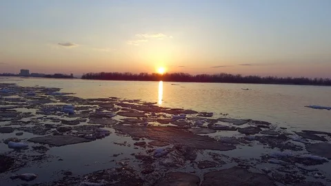 Flying over pieces of ice Stock Footage 88547468