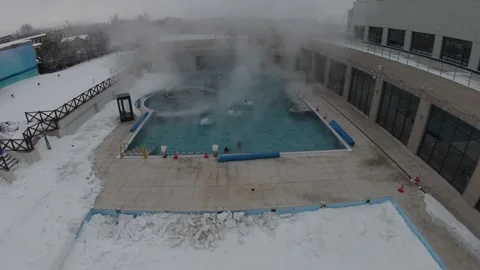 Flying over the pool Stock Footage 171874301