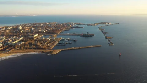 Flying over the port Stock Footage 124132774