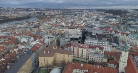 Flying over Prague Old Town Square Stock Footage 121009942