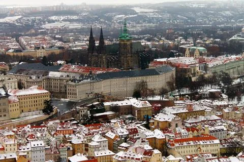Flying over Prague Stock Photos