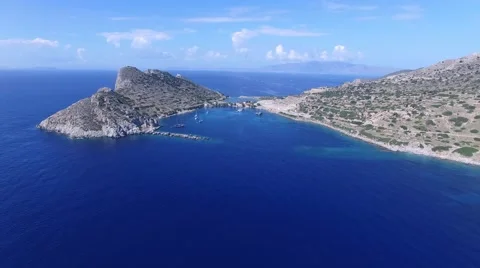 Flying over a pretty little bay Knidos. Stock Footage 56242547