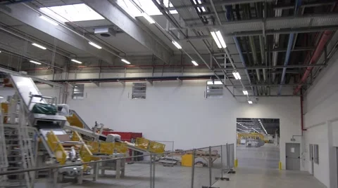 Flying over the production line in modern factory Stock Footage 58725929
