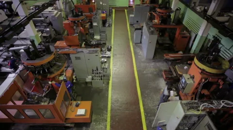 Flying over production line in modern factory Stock Footage 59702147