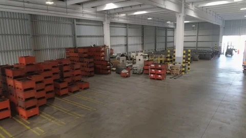 Flying over the production line in modern factory. Stock Footage 125881753