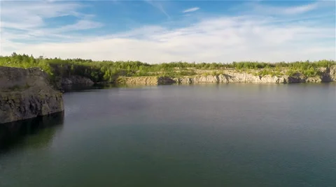 Flying Over Quarry Lake 스톡 동영상 58801015