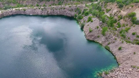 Flying Over Quarry Lake Stock Footage 81161972