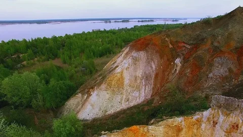 Flying over the quarry rocks Stock Footage 83832997