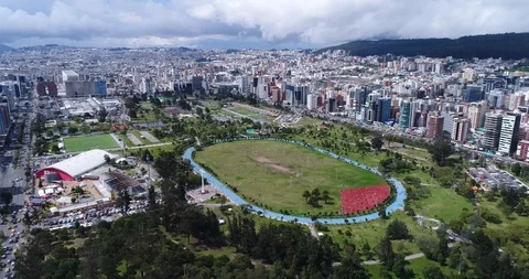 Flying over Quito, Ecuador Stock Footage 101020545