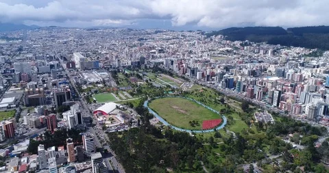 Flying over Quito, Ecuador Stock Footage 101020602