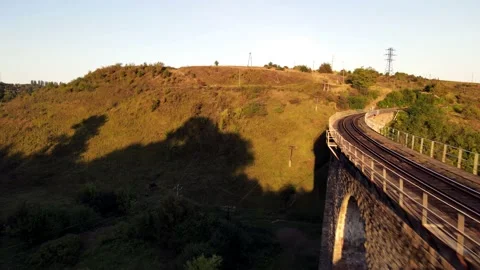 Flying over the railroad Stock Footage 148994955