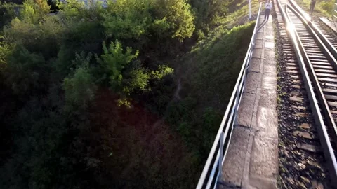 Flying over the railroad Stock Footage 148996077