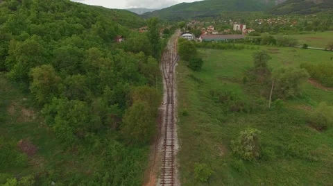 Flying over railroad track Stock Footage 62639802