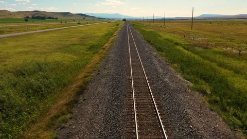 Flying Over Railroad Tracks 스톡 동영상 117222232