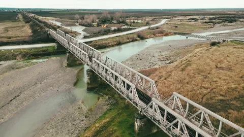Flying over the railway bridge Stock Footage 228948153