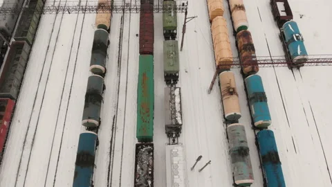 Flying over railway station Stock Footage 146544320