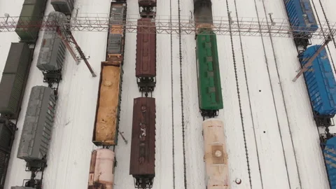 Flying over railway station Stock Footage 146545136