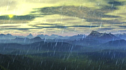 Flying over the rainy mountain Stock Footage 53514943