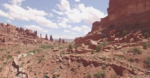 Flying over red rock desert,  Moab, Utah Stock Footage 57535834