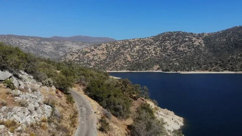 Flying over Redinger Lake Stock Footage 98289586