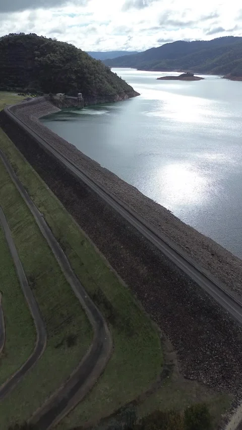Flying over reservoir Stock Footage 334906884