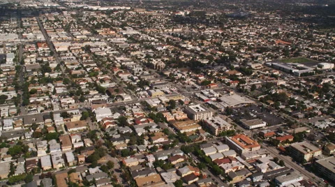 Flying over residential area in Long Beach, California. Shot in 2010. Stock Footage 59108123