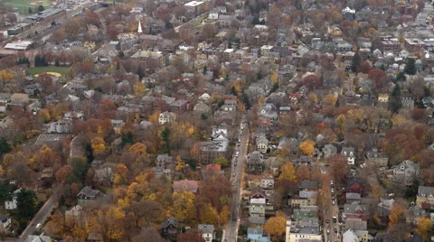 Flying over residential neighborhood on Boston's southside. Shot in 2011. Stock Footage 59249791