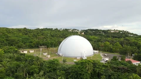 Flying over Rincon Nuclear Power Plant Puerto Rico 4K Aerial Drone Shot Stock Footage