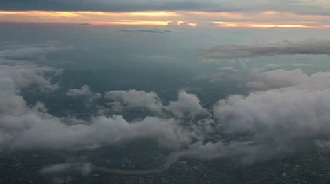Flying over river and clouds Stock Footage 10742230