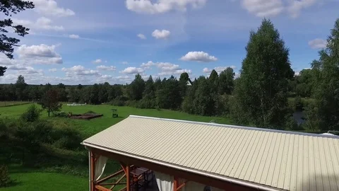 Flying over the river and the forest Stock Footage 75979356