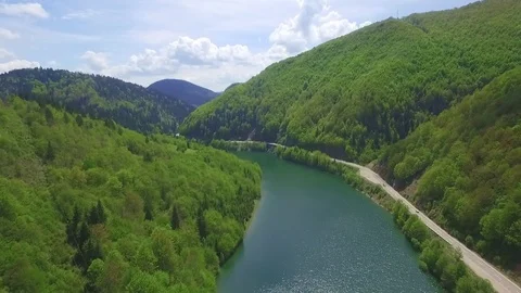 Flying over the river and mountains Stock-Footage 73233054