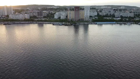 Flying over the river. City view. Stock-Footage 130871052