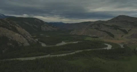 Flying over the river in cloudy weather. Stock Footage 61008263