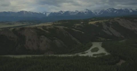Flying over the river in cloudy weather. Stock Footage 61008490