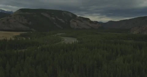 Flying over the river in cloudy weather. Stock Footage 61023943