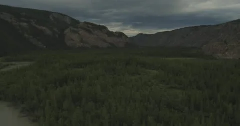 Flying over the river in cloudy weather. Stock Footage 61023955