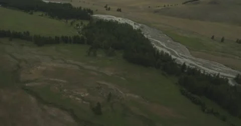 Flying over the river in cloudy weather. Stock Footage 61048643