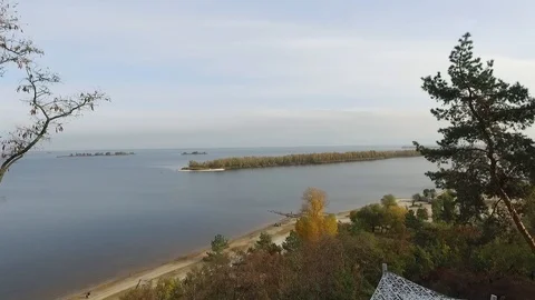 Flying over the river Dnieper. Stock Footage 100629967