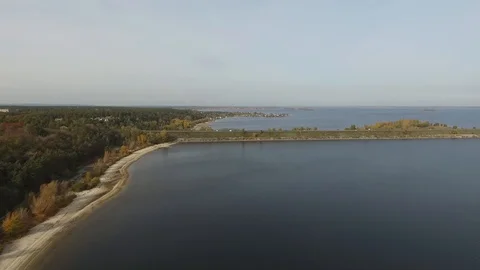 Flying over the river Dnieper. Stock Footage 100629982