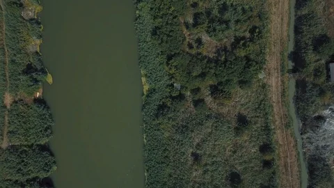 Flying over the river, drone pov Stock Footage
