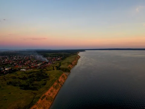Flying over the river the evening. Stock Footage 78202866