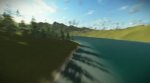 Flying Over River Stock Footage 11966239