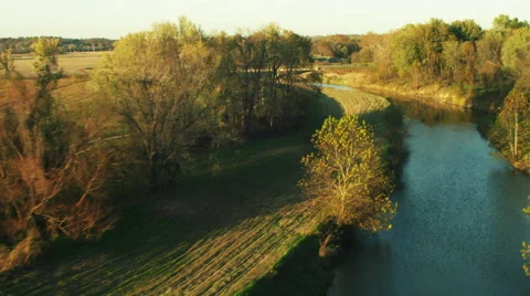 Flying over a River Video stock 44025221